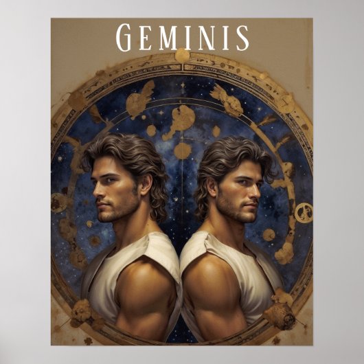 Astrologisch Poster bij de man (Voorkant)