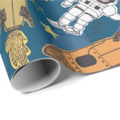 Astrologisch Rocket Patroon voor ruimtevaartmonoke Cadeaupapier (Rol Hoek)