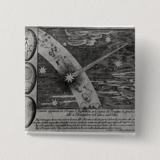 Astrologisch schema van de komeet vierkante button 5,1 cm (Voorkant)