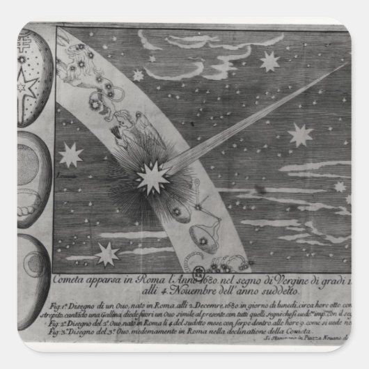 Astrologisch schema van de komeet vierkante sticker (Voorkant)