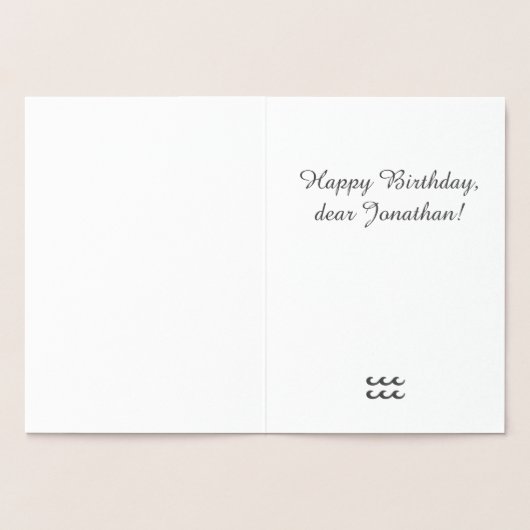 Astrologisch teken Aquarius Silver Aangepaste teks Folie Kaarten (Binnen)