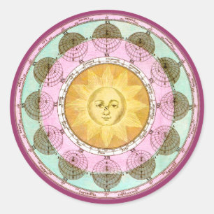 Astrologisch wiel met zon ronde sticker