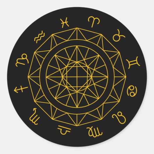 Astrologisch wiel voor Zodiab Sign Ronde Sticker (Voorkant)