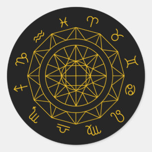 Astrologisch wiel voor Zodiab Sign Ronde Sticker