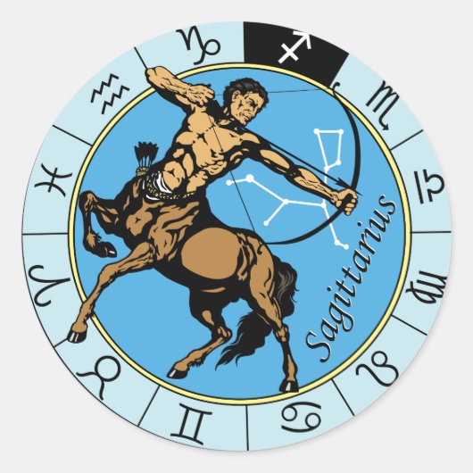 astrologisch zodiale sagittarius-teken ronde sticker (Voorkant)