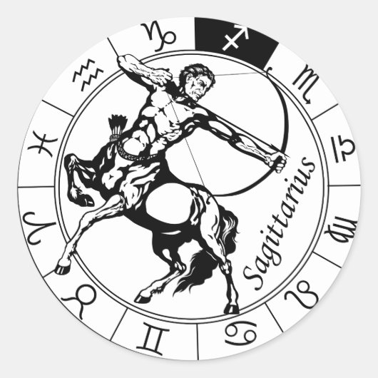 astrologisch zodiale sagittarius-teken ronde sticker (Voorkant)