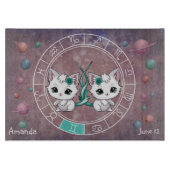 Astrologische gemini Schattigee kat Zodiac Wheel P Snijplank (Voorkant)