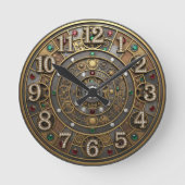 Astrologische klok, Steampunk, Industrieel, Parelt Ronde Klok (Voorkant)