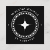 Astrologische leesacties zwart-wit, sprookjespolit vierkante visitekaartje (Voorkant)