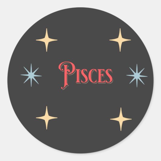 Astrologische Pisces Ronde Sticker (Voorkant)