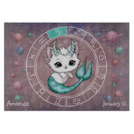 Astrologische Steenbok Schattigee kat Zodiac Wheel Snijplank