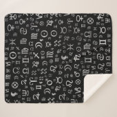 Astrologische symbolen glyphs Silver op zwart Sherpa Deken (Voorkant (horizontaal))