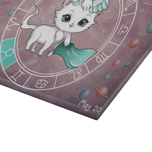 Astrologische Taurus Schattigee kat Zodiac Wheel Snijplank (Hoek)