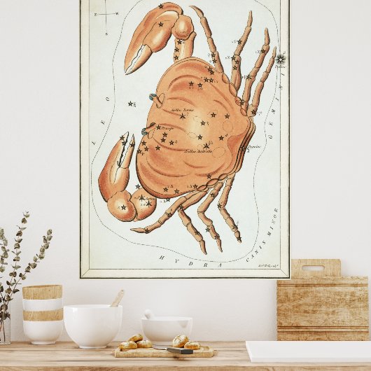 Astrologische tekening kanker poster (Keuken)