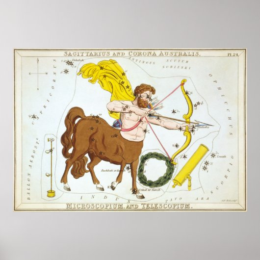 Astrologische tekening van Sagittarius Poster (Voorkant)