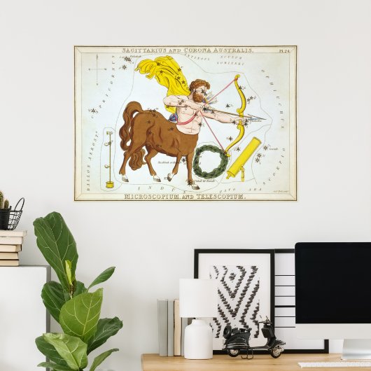 Astrologische tekening van Sagittarius Poster (Thuiskantoor)