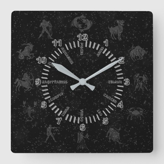 Astrologische tekens vierkante klok (Voorkant)