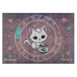 Astrologische Vissen Schattigee kat Zodiac Wheel Snijplank