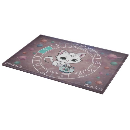 Astrologische Vissen Schattigee kat Zodiac Wheel Snijplank (Hoek)