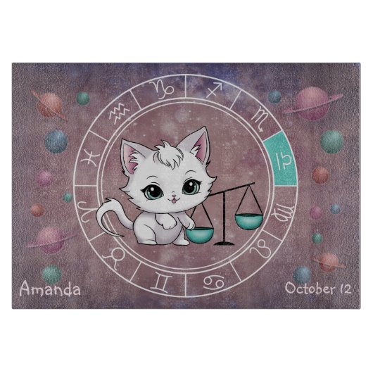 Astrologische Weegschaal Schattigee kat Zodiac Whe Snijplank (Voorkant)