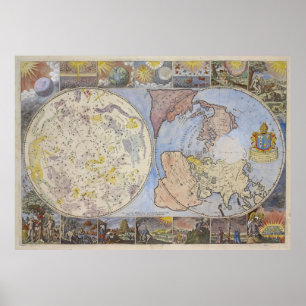 astrologische Wereldkaart (1699) Poster