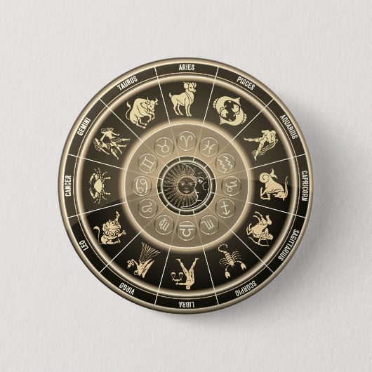 astrologische wielknop ronde button 5,7 cm (Voorkant)