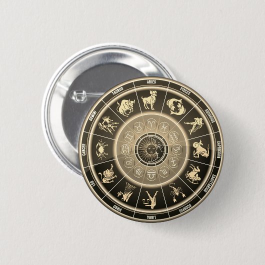 astrologische wielknop ronde button 5,7 cm (Voorkant /achterkant)