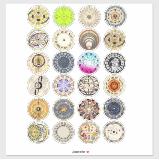 astrologische zodiale kaarten hematocriet collage sticker (Vel)