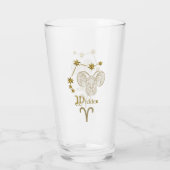 Astrologisches Sternzeichen Widder - Gold Glas (Achterkant)