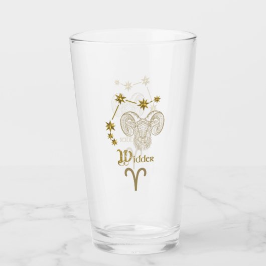 Astrologisches Sternzeichen Widder - Gold Glas (Voorkant)
