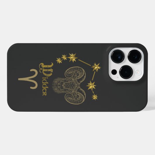 Astrologisches Sternzeichen Widder - Gold iPhone Hoesje (Achterkant horizontaal)