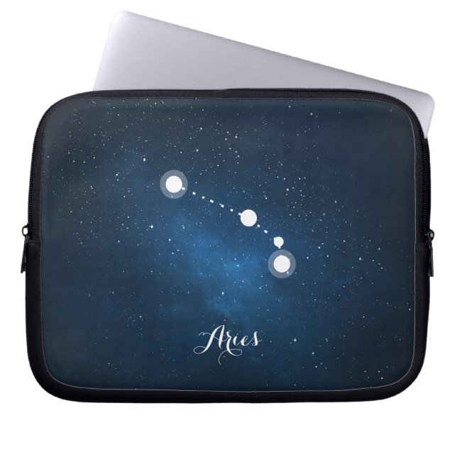 Astrology Blue Nebula Aries Zodiac Sign Laptop Sleeve (Voorkant)