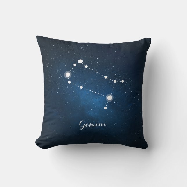 Astrology Blue Nebula Gemini Zodiac Sign Kussen (Voorkant)