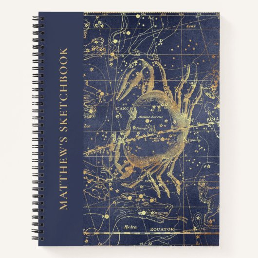Astrology Cancer Horoscope Sketchbook with Name Notitieboek (Voorkant)