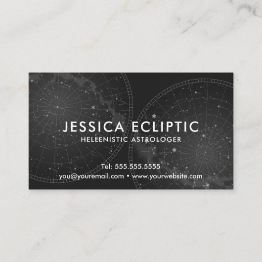 Astrology Constellations Chart (B&W) Astrologer Visitekaartje (Voorkant)