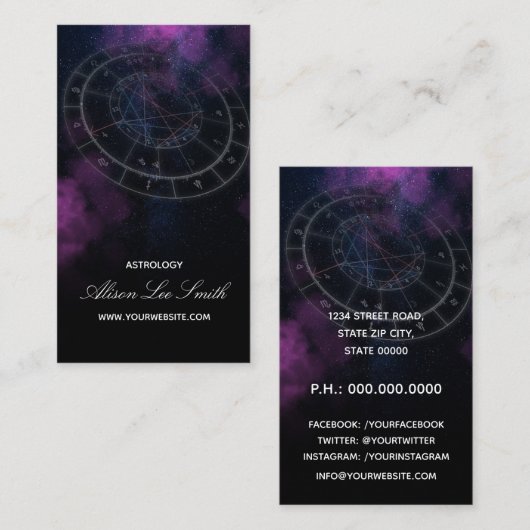 Astrology Consultant Astrologer Visitekaartje (Voorkant / Achterkant)