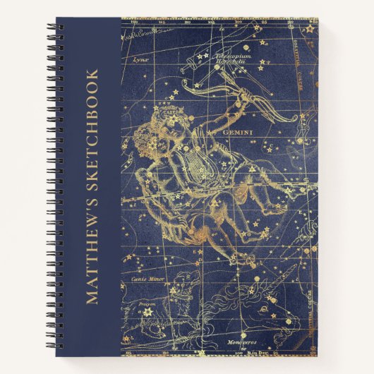 Astrology Gemini Horoscope Sketchbook with Name Notitieboek (Voorkant)