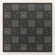 Astrology Star Sign. Black & Gold Zodiac Cancer