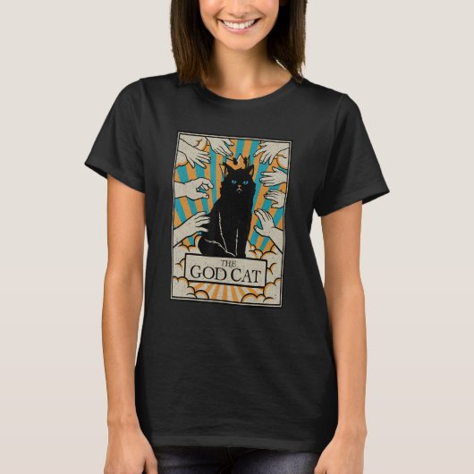Astrology The God Cat Goth Tarot Card Reader Witch T-shirt (Voorkant)