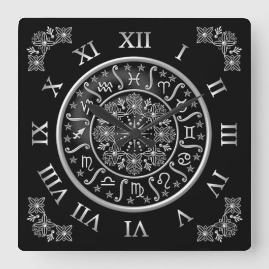 ASTROLOGY WALL CLOCK VIERKANTE KLOK (Voorkant)