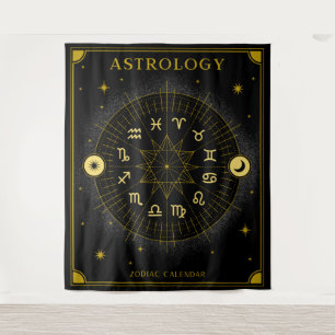 Astrology Zodiac Calendar - Black Wandkleed