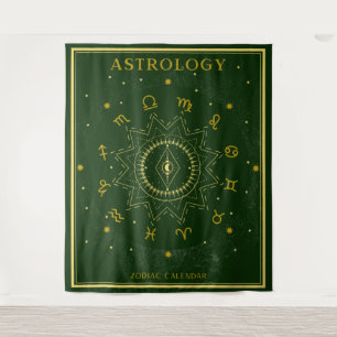 Astrology Zodiac Calendar - Green Wandkleed