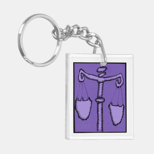 Astrology Zodiac Libra Sign Birthday 2 sided K Sleutelhanger (Voorkant Links)