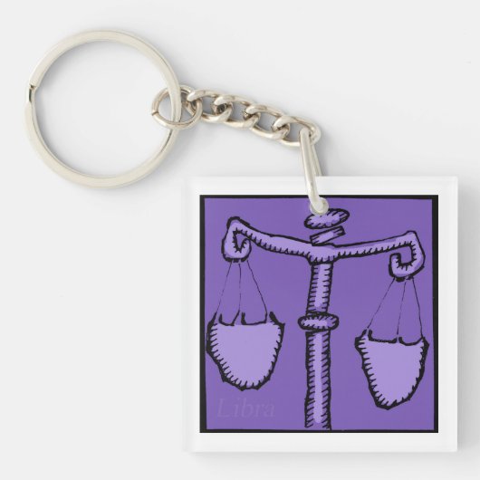 Astrology Zodiac Libra Sign Birthday 2 sided K Sleutelhanger (Voorkant)