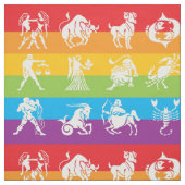 Astrology Zodiac Rainbow Print Pattern Fabric Stof (Swatch)