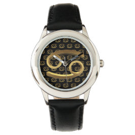 Astrology Zodiac Sign Cancer Black Gold Elegant Horloge