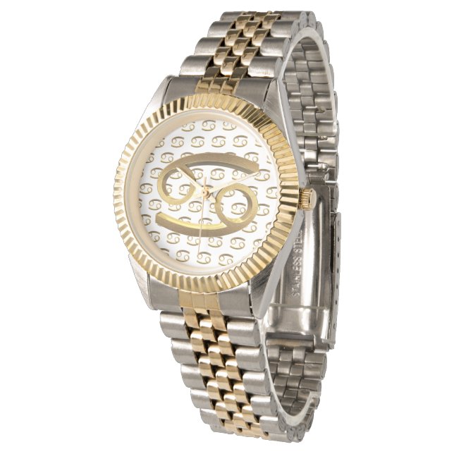 Astrology Zodiac Sign Cancer Gold Symbol Elegant Horloge (Gekanteld)