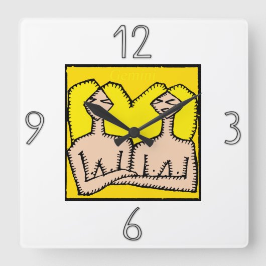 Astrology Zodiac Sign Gemini Wall klok (Voorkant)