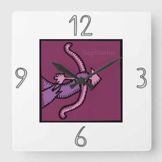 Astrology Zodiac Sign Sagittarius Wall Clock Vierkante Klok (Voorkant)