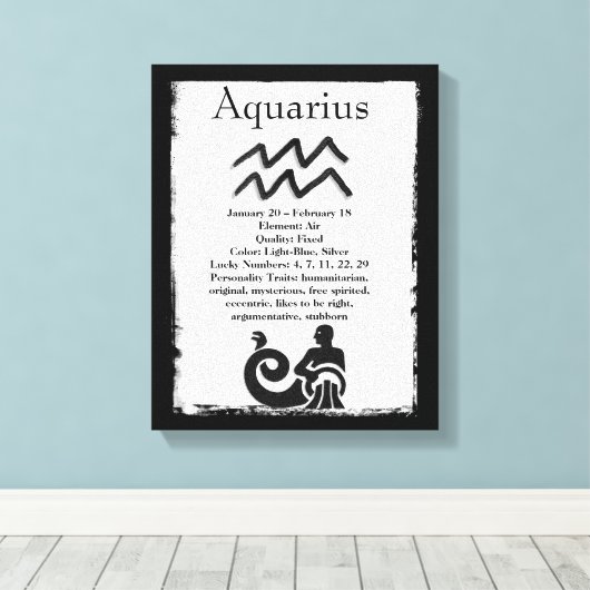 Astrologyteken Aquarius Horoscope Zodiabol Canvas Afdruk (Insitu (Houten vloer))